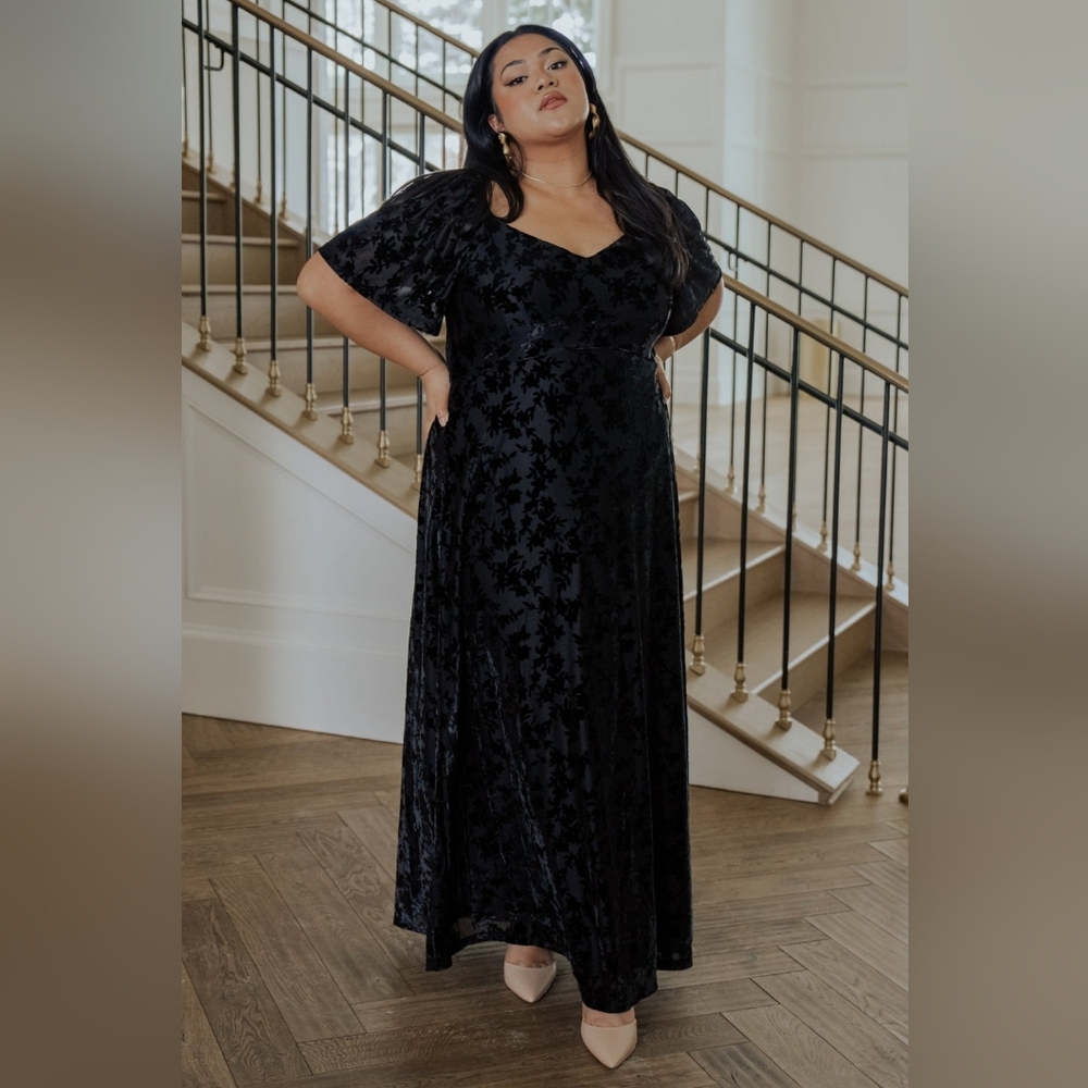 Baltic Born Everly Velvet Black Cocktail Evening Wedding Guest Dress 1X